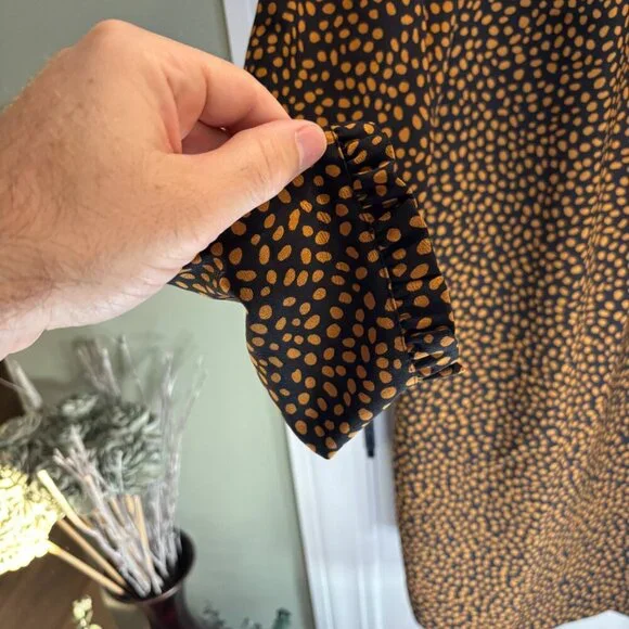 EUC J. Crew Factory Women's Size 6 Gold Dotted Black Dress Animal print - Picture 11 of 13